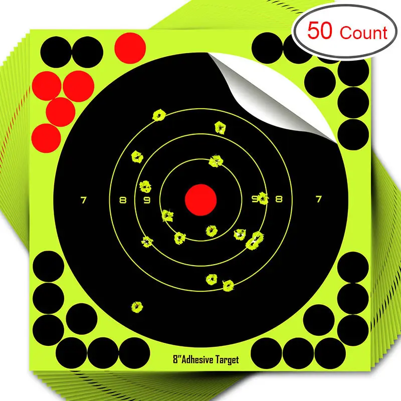 50 Pack Adhesive Target Paper, 8 Inch Adhesive Bull‘s eye Shooting Target Stickers