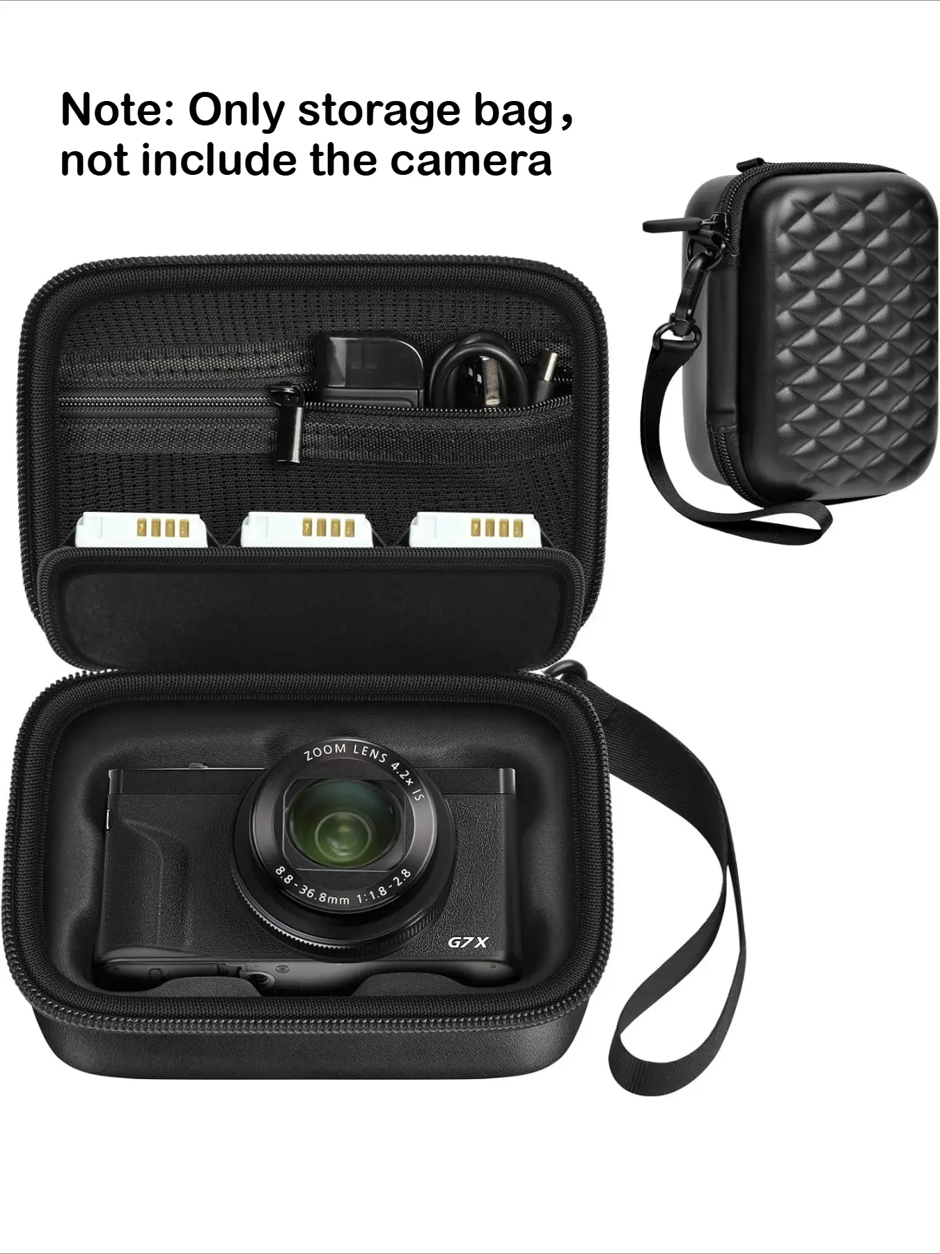 Camera Case  (Case Only) for Canon PowerShot G7X Mark II/ G7X Mark III/ SX740 HS Digital 4K Vlogging Camera，Video Camera Storage Holder with Shoulder Strap,Fit USB Cable,SD Card,Batteries  (Case Only) Camera Accessories