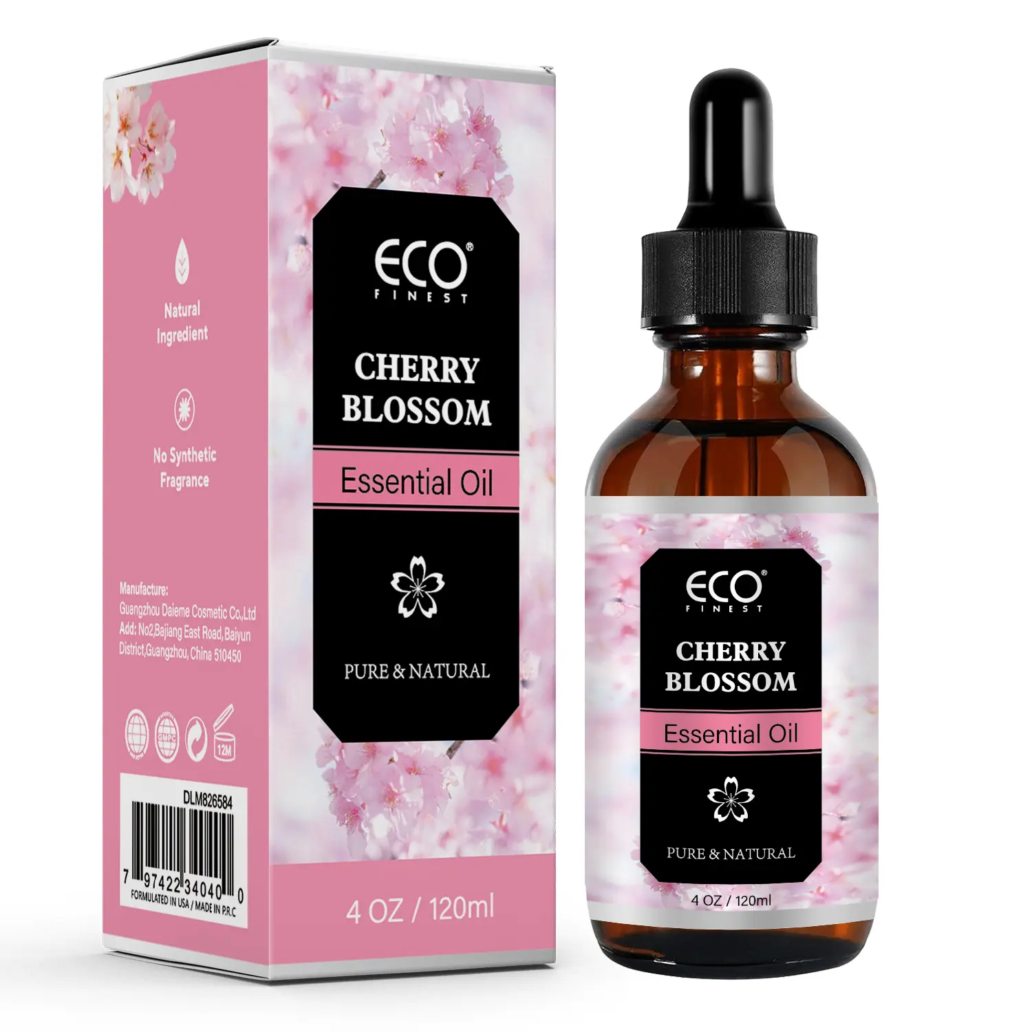 ECO Finest Cherry Blossom Essential Oil, 120ml (4oz) - Pure Natural Therapeutic Aromatherapy Oil with a Floral Scent for Diffusers, Massage & Baths, Aromatherapy Massage Oils, Essential Massage Oils