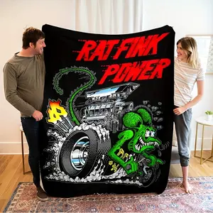 Cozy Rat Fink Power Graphic Throw Blanket - Super Soft Flannel Blanket, an Ideal Gift For Children and Enthusiasts on Special Occasions. Perfect For Use at Home, Office, Outdoors and Parties.