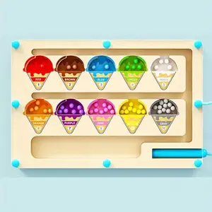Wooden Number Color Classification Board Game, Learning Toy Number Counting Blocks with 0-9 Bead Pins, Portable Scratch Resistant, Suitable for Ages 3+, Christmas/easter Gift, Learning Tool