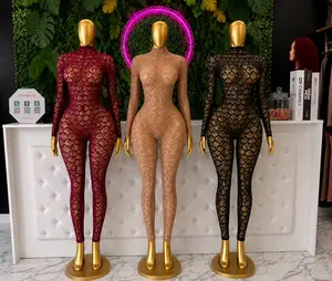 Jumpsuit see through long sleeve high stretch Womenswear