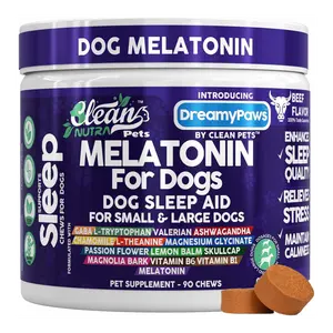 Clean Nutra Melatonin, GABA, L-Tryptophan, L-Theanine, Valerian, Ashwagandha, & Natural Calming Ingredients for Dogs Sleep Aid Chews for Small & Large Dogs – DreamyPaws