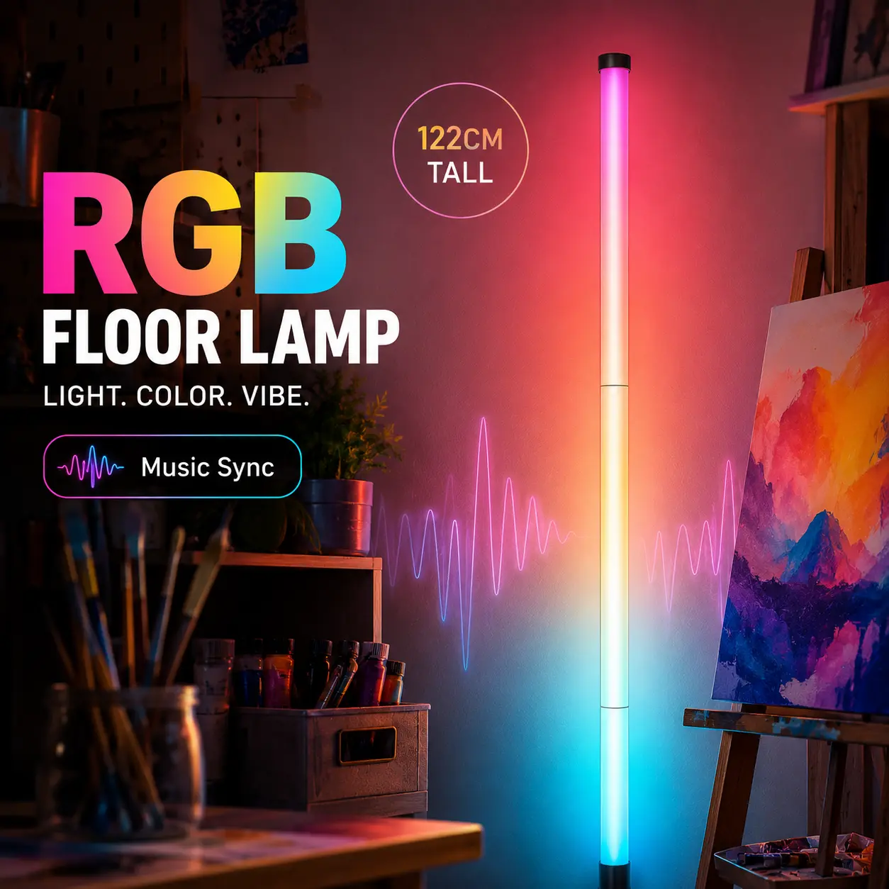 1PC/2PCS RGBIC Corner Scene Floor Lamp,  LED Ambient Light with Music Sync, Color Layer Effects, App & Remote Control, Brightness Adjustment and Timer for Bedroom, TV Area & Gaming Space