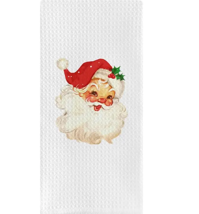 Christmas Kitchen Towels,Christmas Hand Towels,Vintage Santa Christmas Towels,Christmas Kitchen Decor,Christmas Bathroom Decor,Vintage Santa Red Christmas Decorations,16x24 Inch(Red)