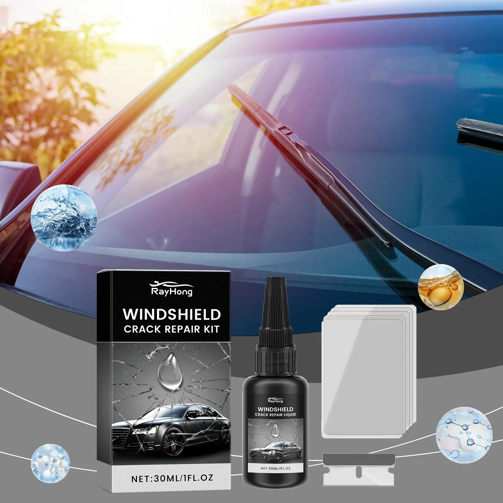 Windshield repair adhesive; windshield crack and scratch repair adhesive for clear vision. Windshield repair adhesive; windshield crack and scratch repair adhesive for clear vision.