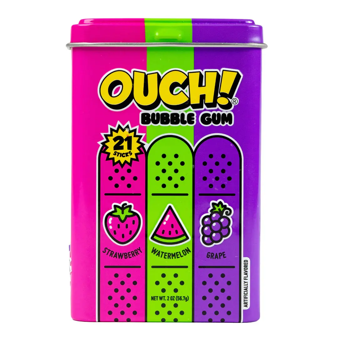 Ouch! Bubble Gum Tin | Bandage-Shaped Gum | 21 Sticks