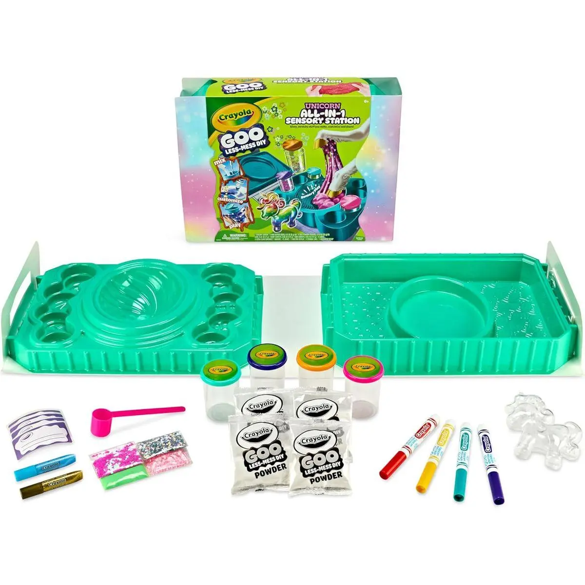 Crayola Goo All-in-1 Sensory Art Station, Unicorn Slime Making Kit for Kids, Essential Easter Basket Stuffer, DIY Arts & Crafts Set, Customizable Sensory Putty, Toys & Gifts, 6+