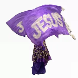 The Divine Royalty of Jesus Hand Dyed Flags on Flexible Rods, 45x75 100% Habotai Silk Worship Flags Banners