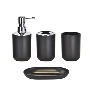 4pcs/6pcs Bathroom Set, Plastic Gift Set, Bathroom Accessories, Toothbrush Holder, Toothbrush Cup, Soap Dispenser, Soap Dish, Toilet Brush Holder, Trash Can