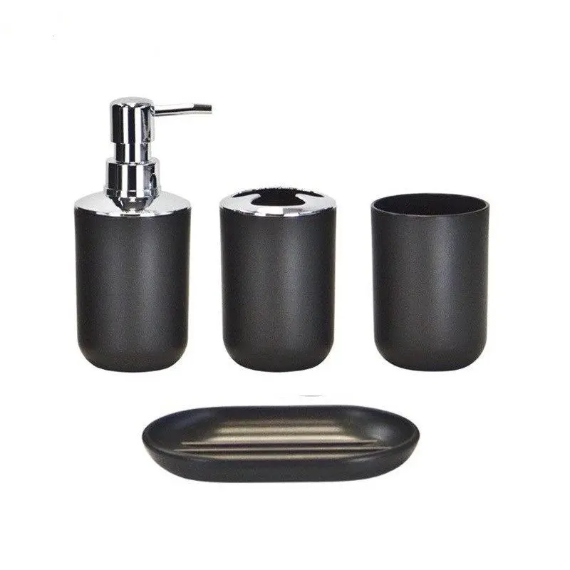 4pcs/6pcs Bathroom Set, Plastic Gift Set, Bathroom Accessories, Toothbrush Holder, Toothbrush Cup, Soap Dispenser, Soap Dish, Toilet Brush Holder, Trash Can, Bathroom Accessory Set