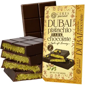 Dubai Chocolate Bar | Dark Chocolate Bar | Crispy Knafeh Pistachio Bar 7oz | Kunafa Chocolate Delight | Crunchy Chocolate with Rich Pistachio Kunafe Filling | Gourmet Dessert Gift Snack - | TikTok