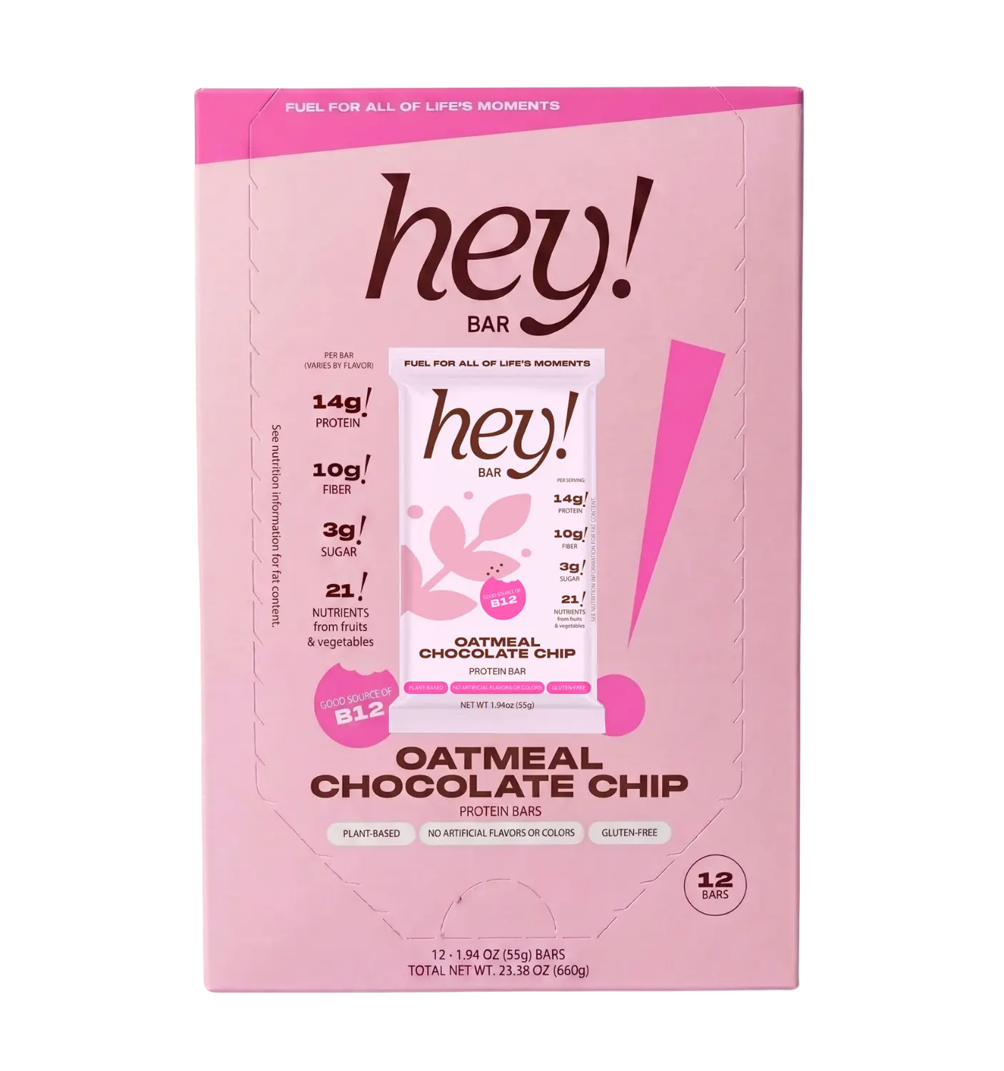 HEYNU - HEYBAR Oatmeal Chocolate Chip | Plant Powered Protein Bar