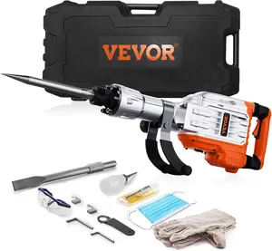 VEVOR Demolition Jack Hammer,  3500W Jack Hammer Concrete Breaker, 1900 BPM Heavy Duty Electric Jack Hammer, 2pcs Chisel with Gloves & 360°C Swiveling Front Handle for Trenching and Breaking Holes