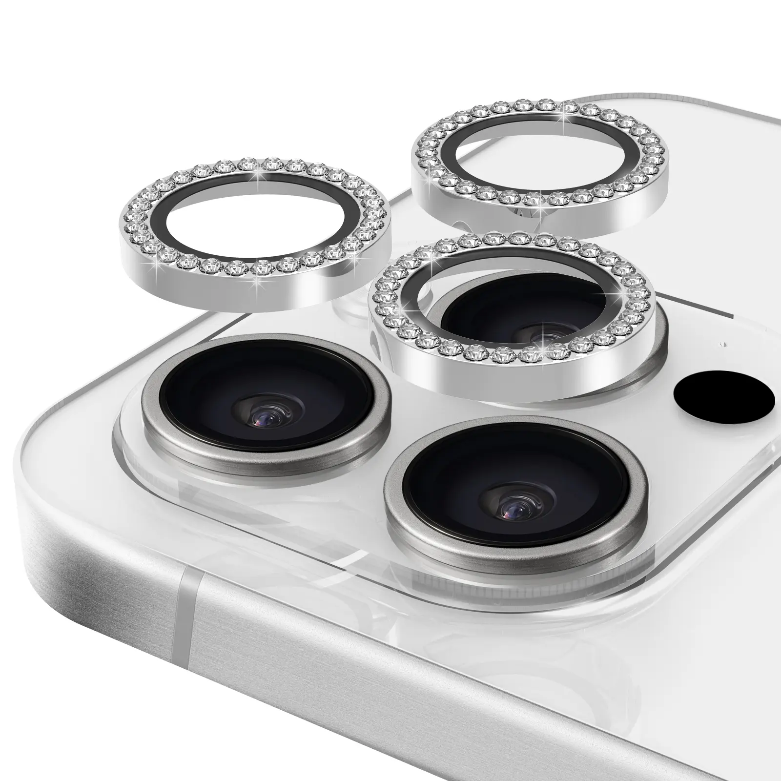 Casing Bee Camera Lens Protector Bling for iPhone Aluminum Diamond Protective Tempered