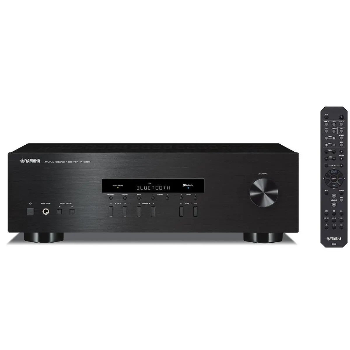 Yamaha R-S202 Stereo AV Receiver, Bluetooth-Enabled, with Radio, Remote Control, and Aluminium Construction