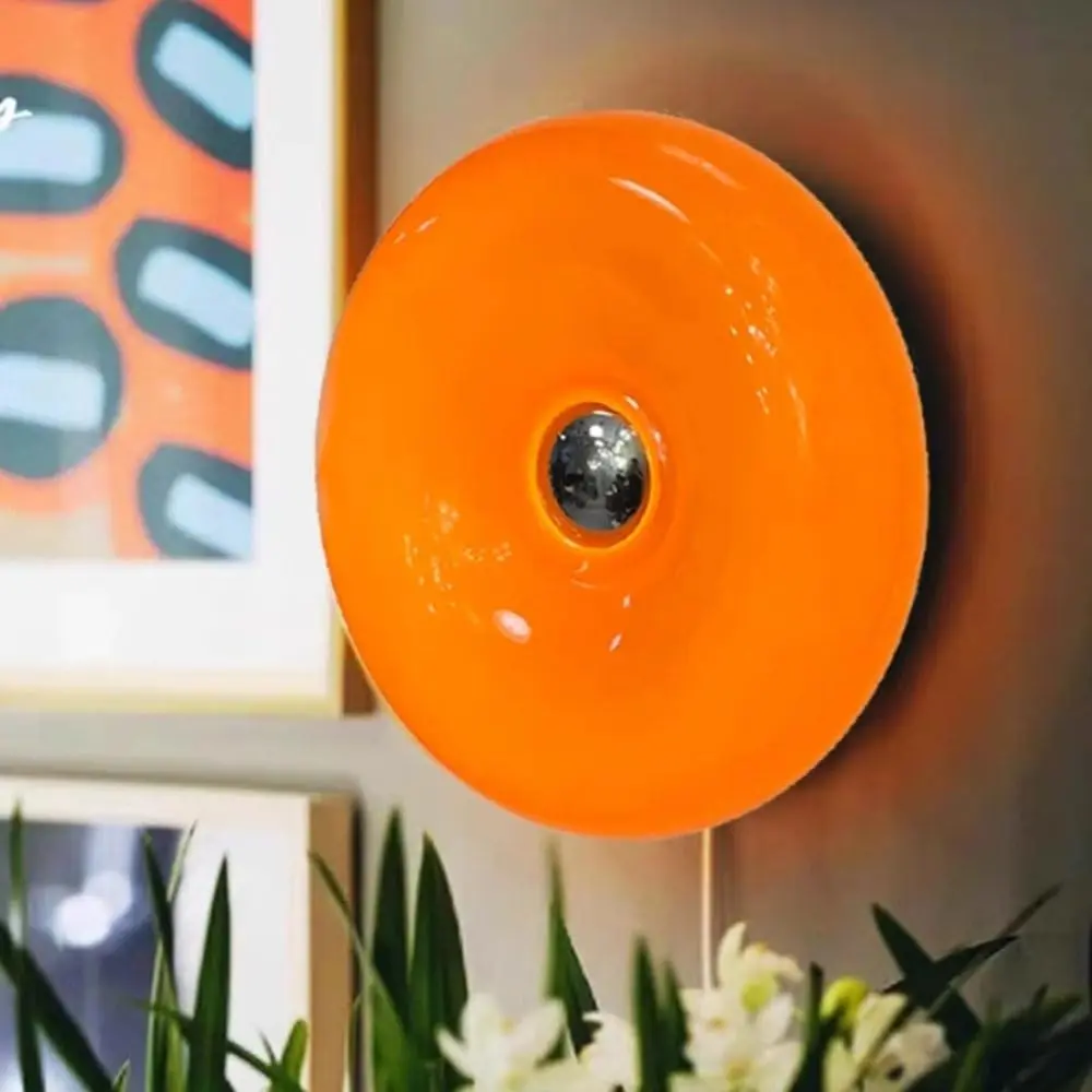 Donut Lamp,Rechargeable Bedside Lamp Or Wall Sconces,Creative Orange Donut Atmosphere Lamps with Plastic Shade,Retro-Modern Table Light,3-Color Dimmable Nightstand Lamp for Bedroom and Desk, Aesthetic Home Decor & Gifts