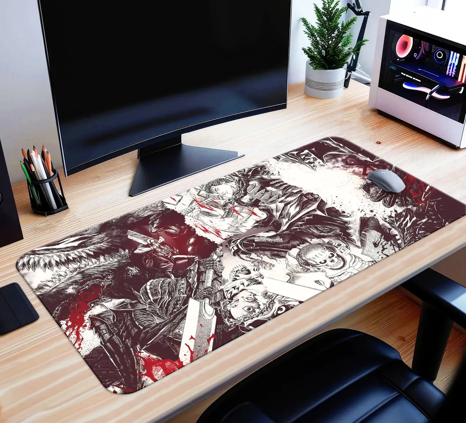 [SALE UP TO 45%] Berserk Desk Mat Anime Mouse Pad, GUTS PC Gaming Desk Pad for Gamers, Berserk Keyboard Mat Gift, Griffith Desk Mat
