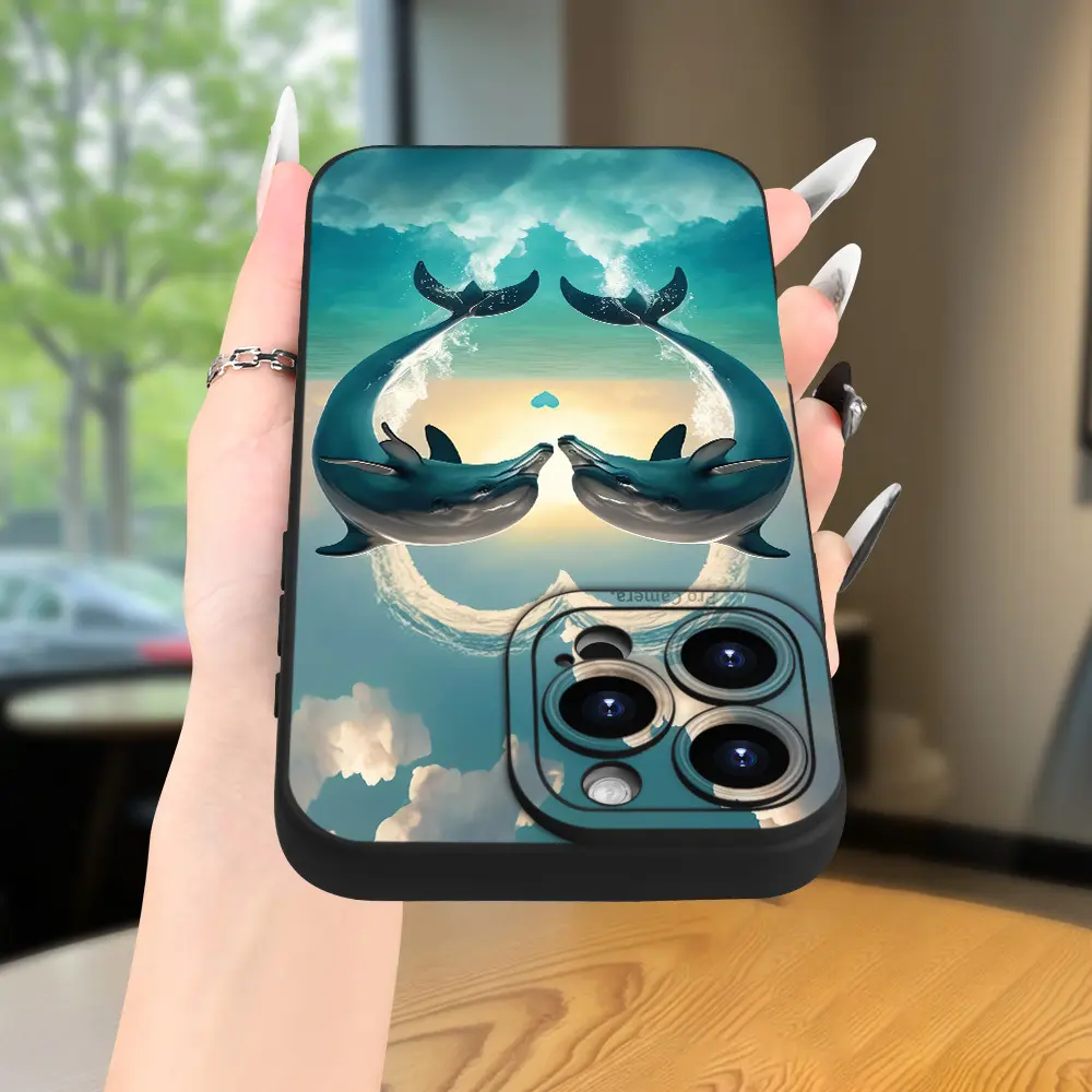 Creative and stylish dolphin pattern, trendy and popular matte texture anti-drop phone case for men and women, compatible with iPhone 17/16PRO/16PLUS/16PROMAX/15/15PLUS/15PRO/15PROMAX/14/14PLUS/14PRO/14PROMAX/13/13PRO/13PROMAX/12/11/Plus/Pro/Max