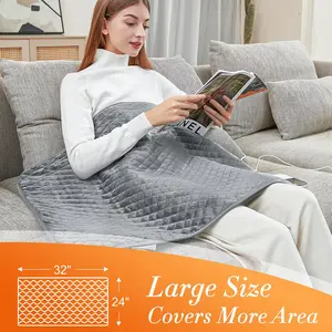 King Size Heating Pad for Back Pain 32"x24" Extra Large Electric Heating Pad for Period Cramps Relief & Body Neck Shoulder Auto Shut Off Heat Pad Temperature Settings Machine Washable Gray