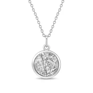 Saint Michael Medal 13mm Toddler/Kids Pendant Necklace Religious - Sterling Silver