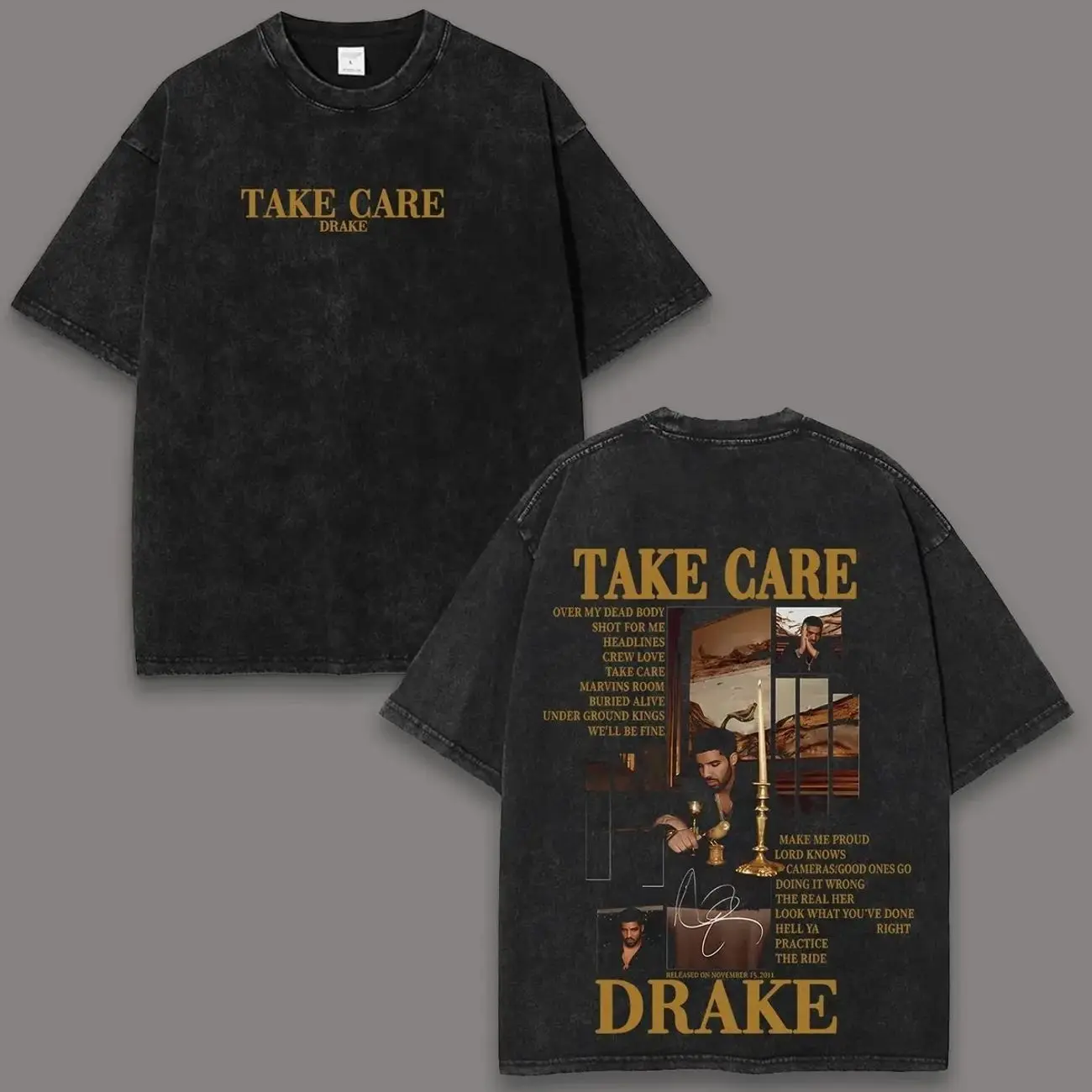 24hr Fast Shipping Drake Take Care Acid Washed T-Shirt & Tank Top, Y2K Retro Vintage Hip Hop Rap Graphic Tee, Oversized Unisex Streetwear 2026 Summer Outfit, Perfect Fan Gift for Summer Trips & Hangouts