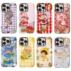 Cute strawberry sweetheart cartoon phone case, compatible with iPhone 17/16/15/14/13/12/11 Pro Max/Plus and Samsung Galaxy S23FE/22/23/24/25, shockproof protective case.