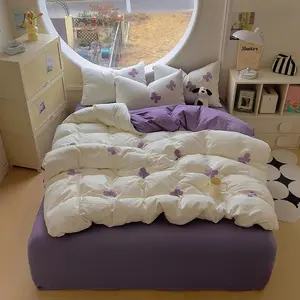 Butterfly Pattern Bedding Set, 3 Counts/set Including Duvet Cover & Pillowcase without Filler, Soft Comfortable Bedding Set for Home Bedroom