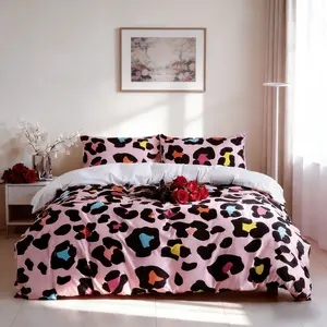 Leopard Print Bedding Set, Includes 1 Duvet Cover  and 2 Pillowcases, No Insert Breathable Fabric, Perfect Gift for Girls' Bedroom Decor, Soft Bedding Sets