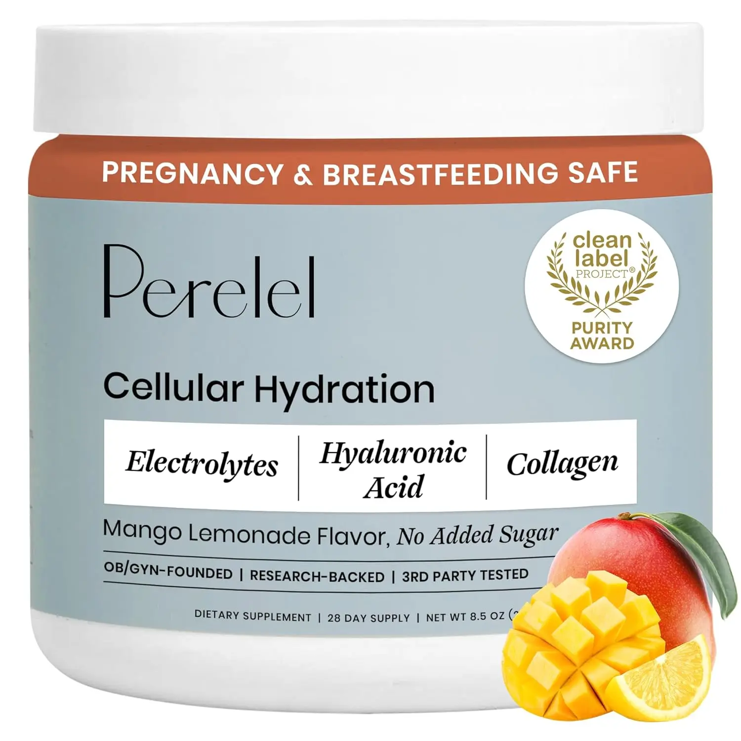 Perelel Hydration Powder Electrolyte Drink Mix | Mango Lemonade | 28 Servings