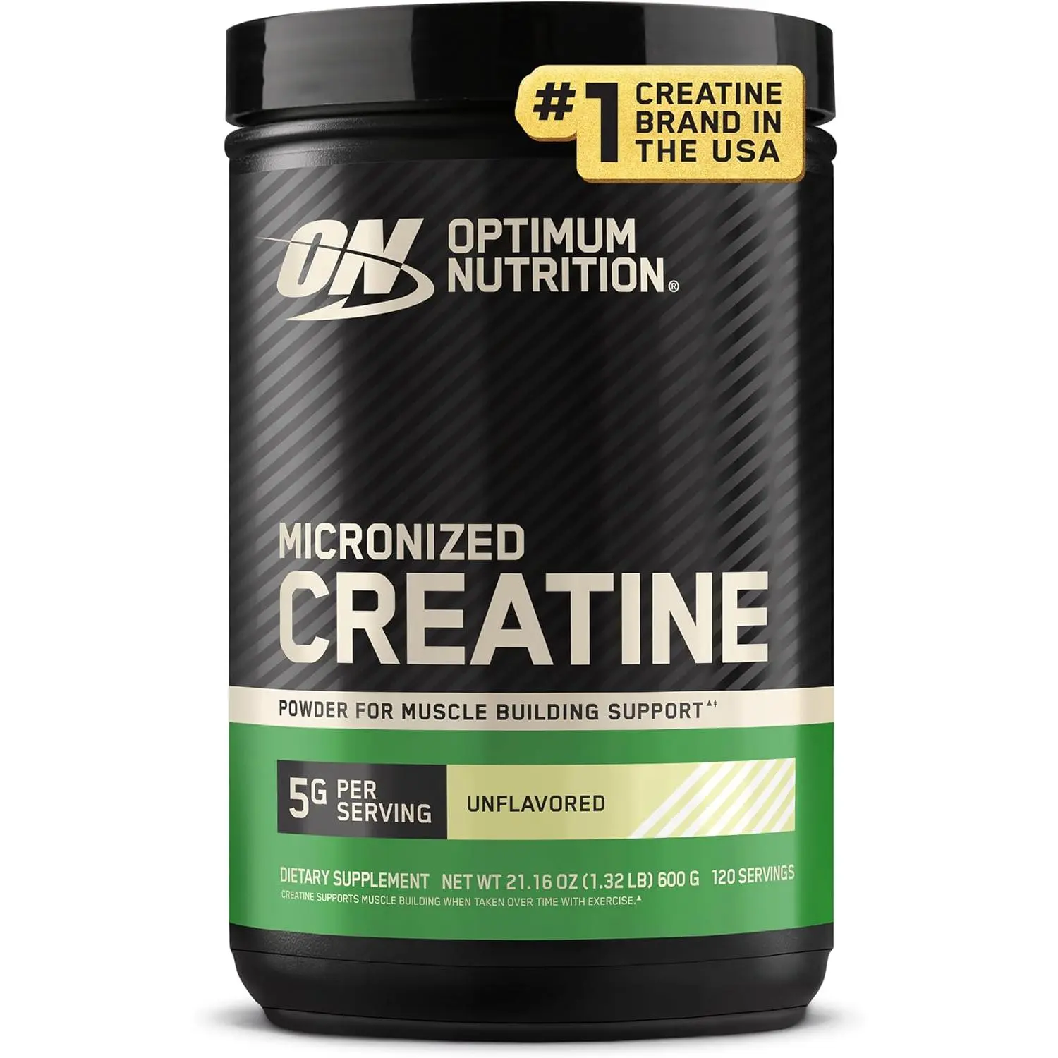 Optimum Nutrition Creatine, Micronized Creatine Monohydrate Powder, Supports Strength & Recovery, Banned Substance Tested, Unflavored, 5 g per Serving, 120 Servings | 5g Micronized Creatine Monohydrate Powder Per Serving, Supports Muscle Strength & Power