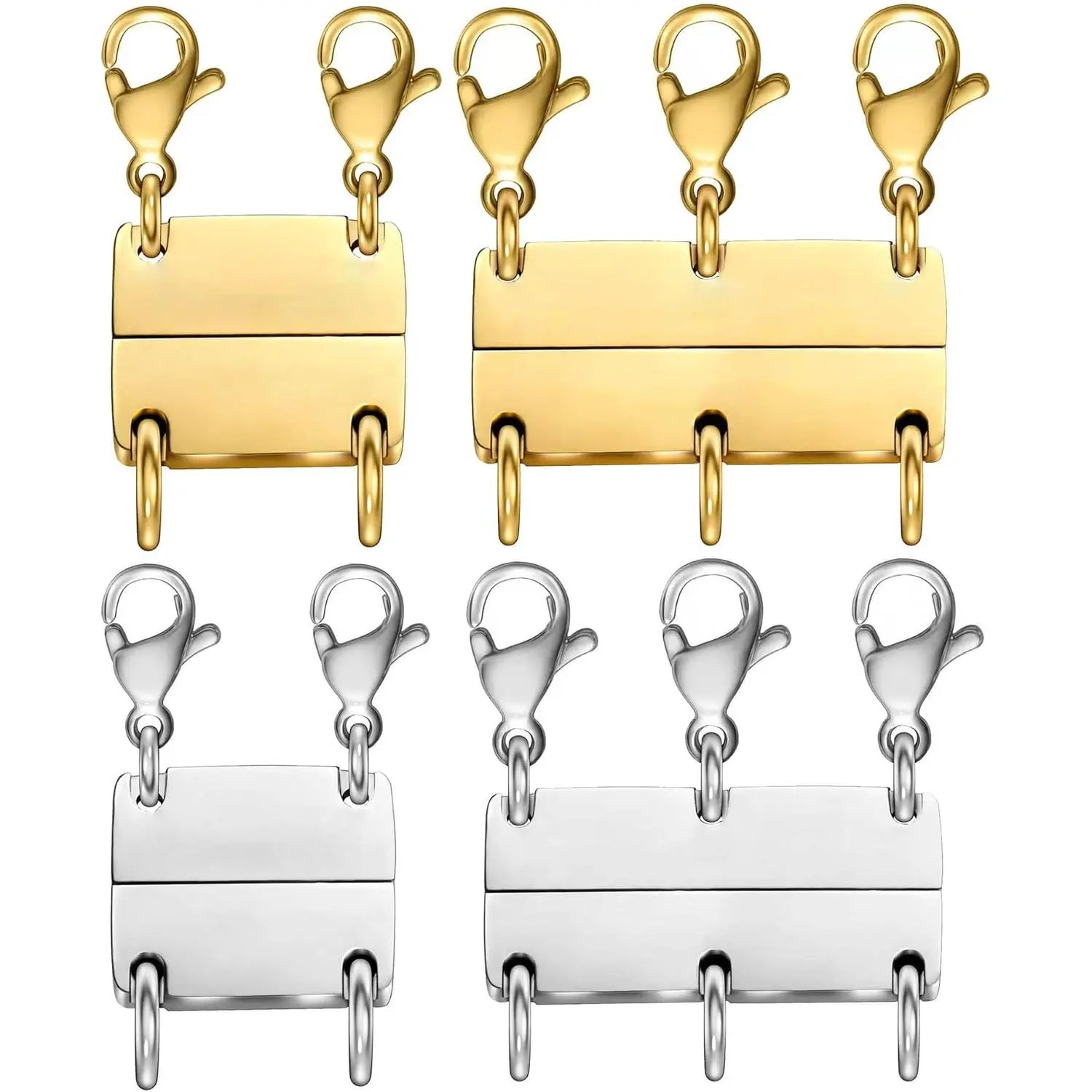 Layering Necklace Clasp 18 K Gold and Silver Separator for Stackable Necklaces Paperclip Chain Minimalist Chain