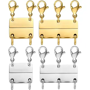 Layering Necklace Clasp 18 K Gold and Silver Separator for Stackable Necklaces Paperclip Chain Minimalist Chain