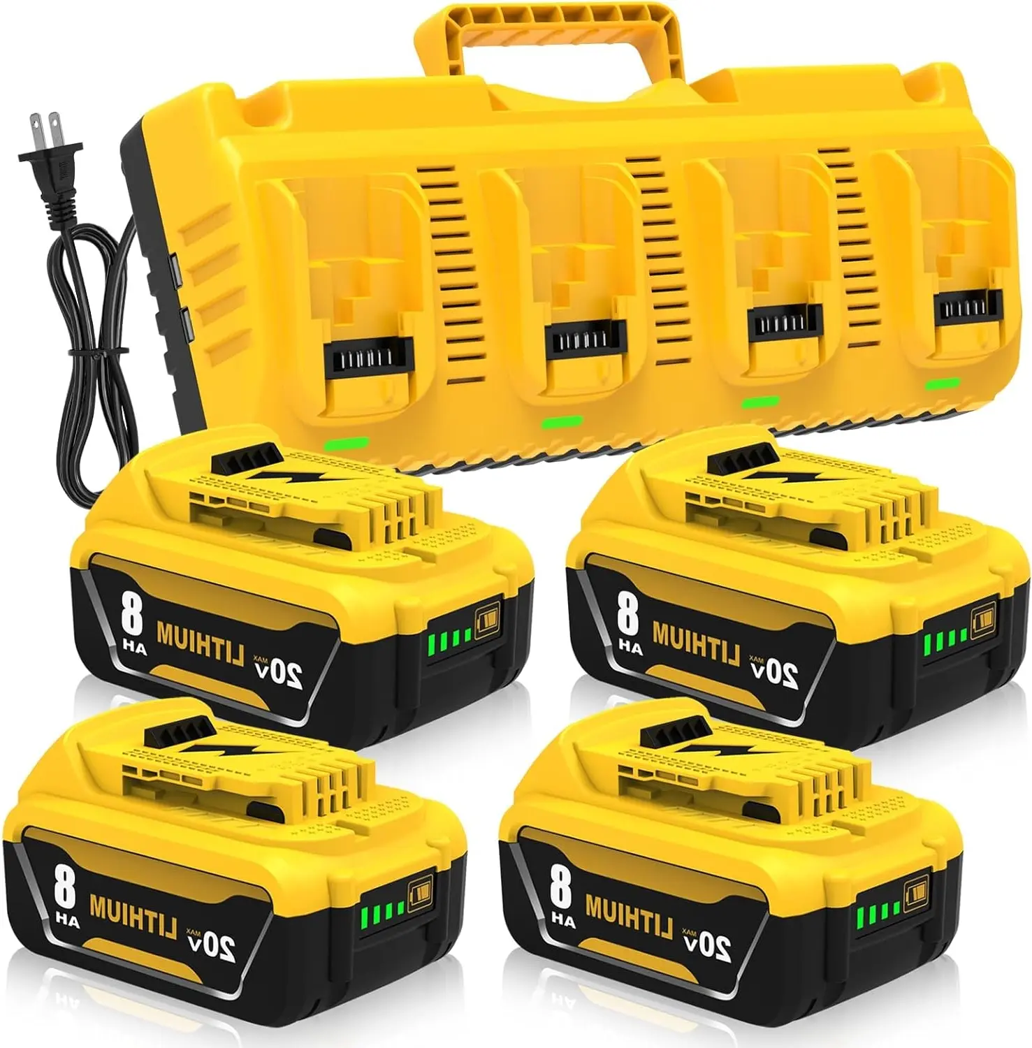 DeWalt 20V Max Rechargeable Battery Powered 8000mAh High Capacity Lithium Battery & Charger Combo - Built-In Protection, Intelligent System, Prompt Full Charge Reminder for DCB206 Cordless Drill Tools Accessories