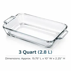 Anchor Hocking 81935L20 3 Qt Glass Baking Dish Rectangular Casserole Pan