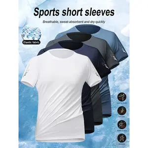 Summer New Short-Sleeve T-Shirt 4-Pack - Breathable Sports Style, Casual Quick-Dry, Versatile, Reflective Small Logo