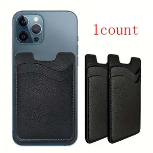 Faux Leather Phone Wallet Card Holder, 1 Count Mobile Phone Wallet Holder, Credit Card Holder for Most Mobile Phones