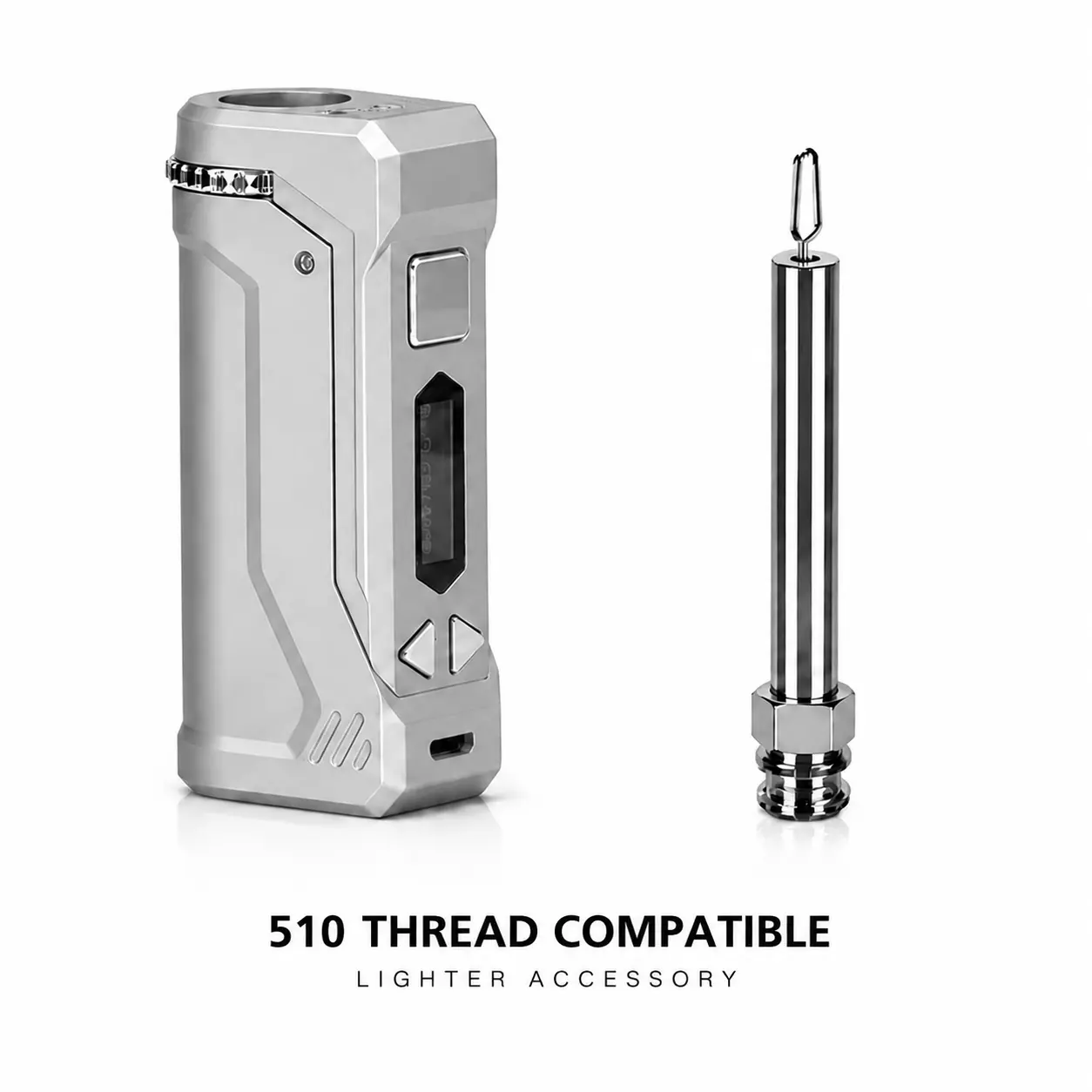 Pocket 510 Lighter Accessory - Variable Heat 650mAh 4.2 V 510 Thread Compatible with Soldering Tip - Silver