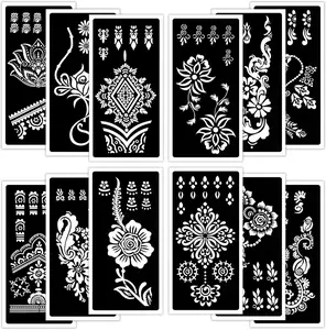 Tattoo Stencils for Kids and Adults - 12 Sheets Henna Kit for Hands, Mehndi, Real Tattoos, and Airbrush
