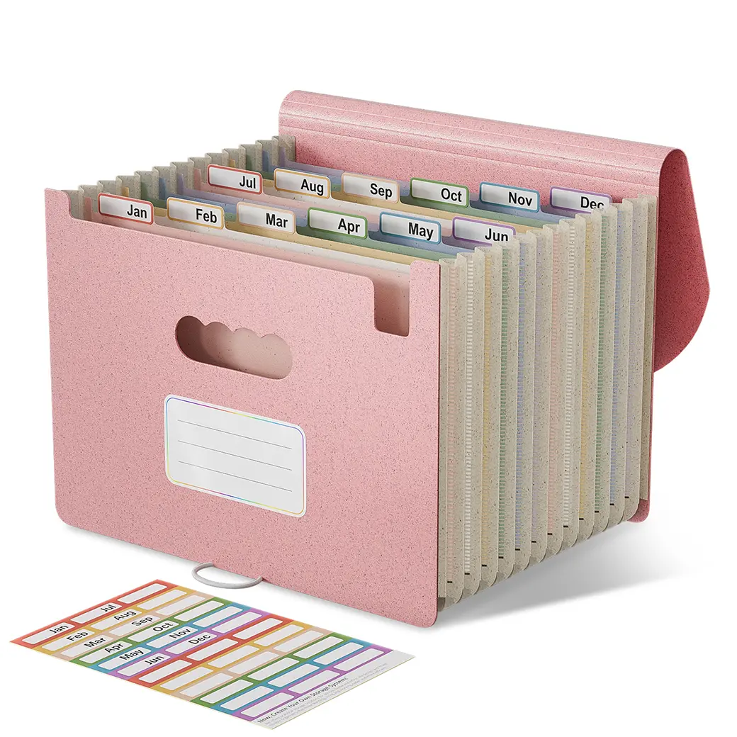 EcoStash Accordion File Organizer, 12 Pockets Wheat Straw Expanding File Folders, Monthly Bill Receipt Organizer, 100% BPA Free, Return to Nature, Healthy Living, Letter/A4 Size