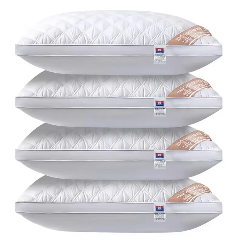 Set Of 4 Luxury Fluffy Hotel Pillow 18x29 Inches Deep Comfort Soft Plush Hypoallergenic Polyester Cover With Zipper For Side Back And Stomach Sleepers Queen Easy Care Elegant Style Versatile Use
