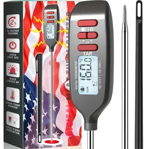 Meat  Digital,  Instant Read   with Super Long Probe for Cooking Grilling Baking Kitchen Candy BBQ Oil Liquid, Backlit Display,  Included