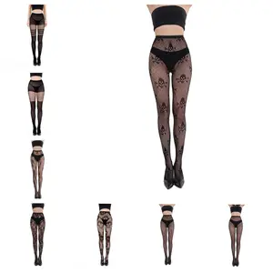 Soft & Sexy Black Mesh Stockings for Women Ankle-Length with Open-Weave Stripes & Floral Patterns Plus Womenswear pregnant woman support sport fit sock