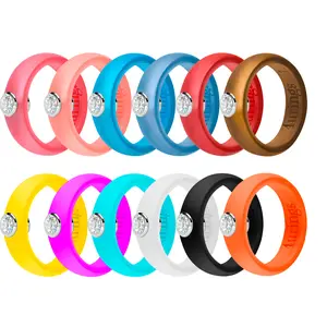 White Size 4-12 Silicone Wedding Rings for Women Stackable Silicone Engagement Ring With Rhinestone