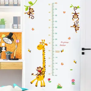 Height Measurement Growth Chart Stickers Cute Cartoon Giraffe Growth Up Chart Height Indicator Ruler for Measuring Kids Boys Girls