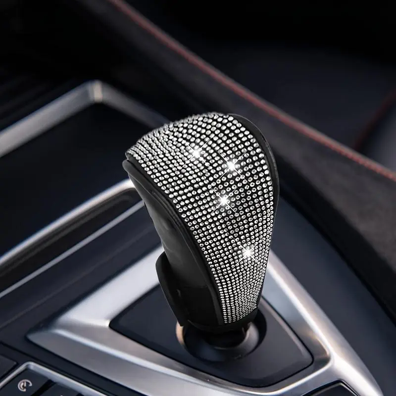 Women's Sparkling Rhinestone Crystal Accents Glam Shift Cover, Easy-Fit Automatic Car Gear Shift Knob Cover, Automotive Interior Accessory