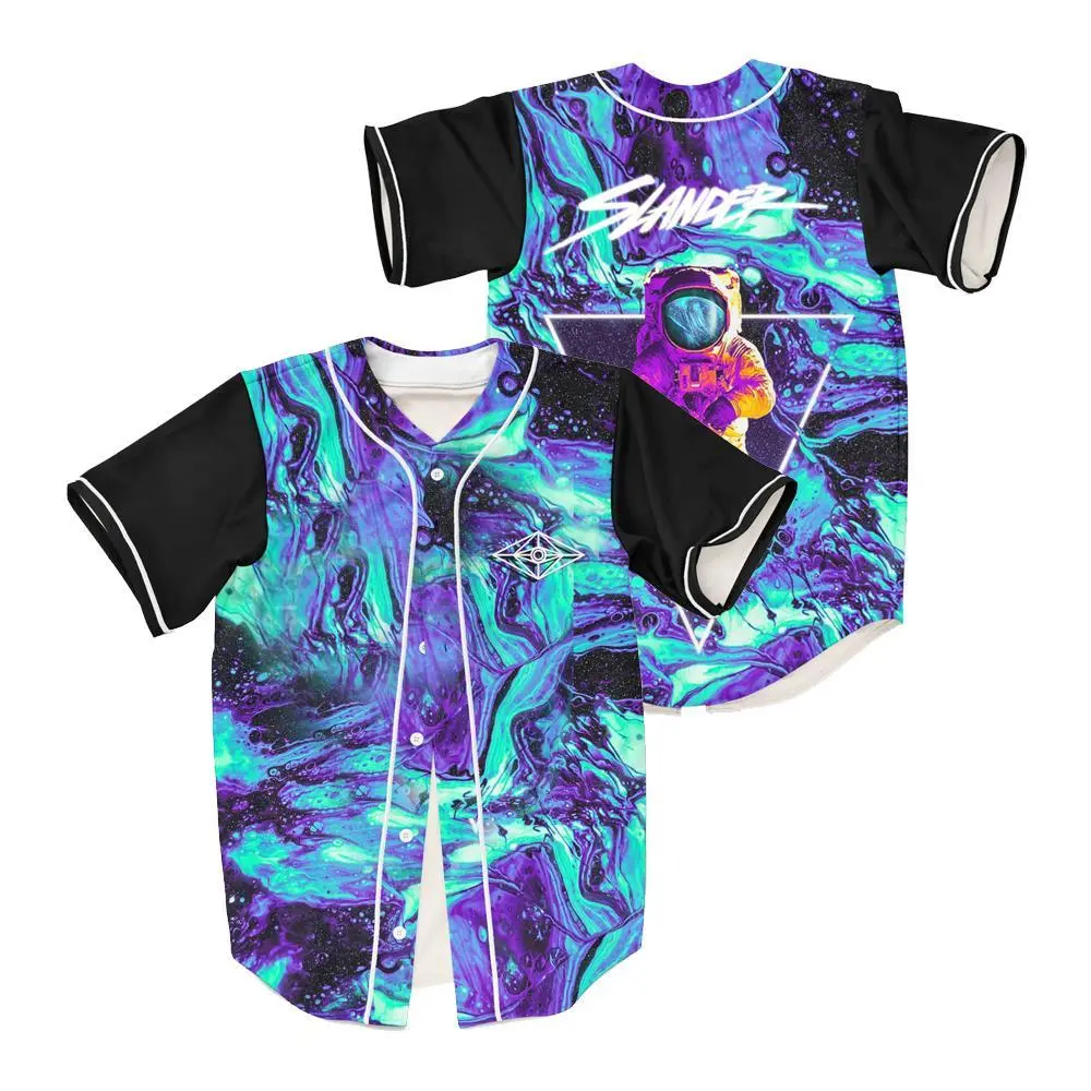 SLANDER Galaxy Astronaut Rave Jersey  Psychedelic Melodic Dubstep Festival Baseball Jersey | Trippy EDM Streetwear
