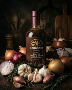 Mahogany Roasted Garlic & Onion Seasoned Olive Oil - Infused with Roasted Garlic and Onion for a Unique Savory Flavor - Ideal for Enhancing Dishes
