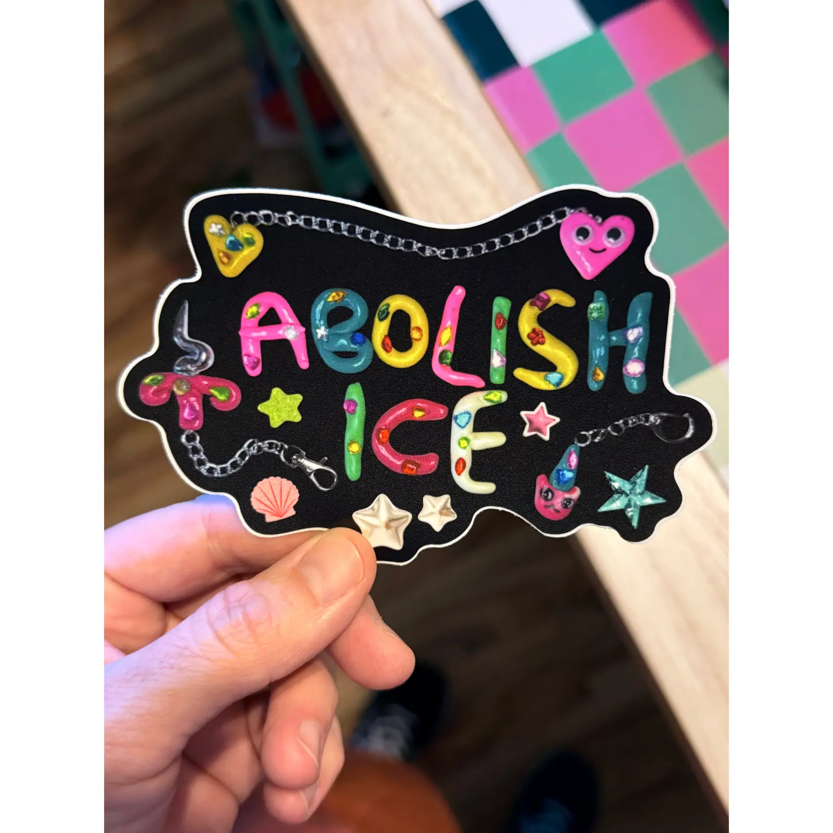 Abolish Ice Sticker, 4x3 inches vinyl sticker junk journal art