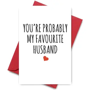 1PC Humorous Valentine's Day Card for Husband, "You're Probably My Favourite Husband - Happy Valentine's Day" Design, For Husbands, Perfect for Playful Valentine's Wishes